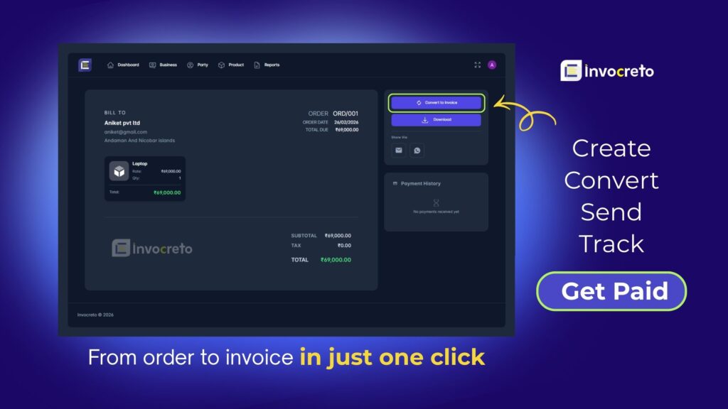 From Order Creation to invoice Generation with Invocreto