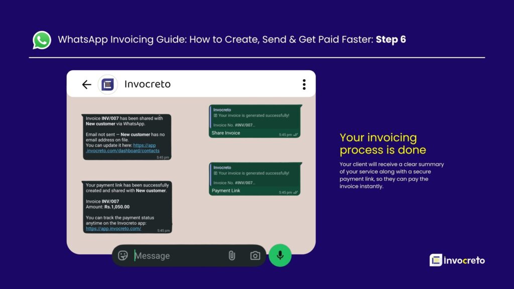 WhatsApp invoicing step 6