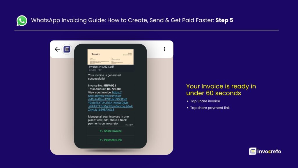 WhatsApp invoicing step 5